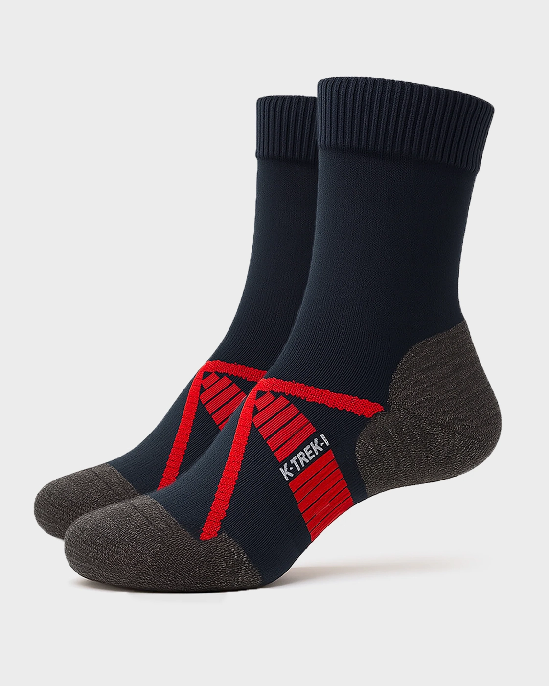 K-Trek Light - Leichte Merino-Trekkingsocken - Schwarz/Rot