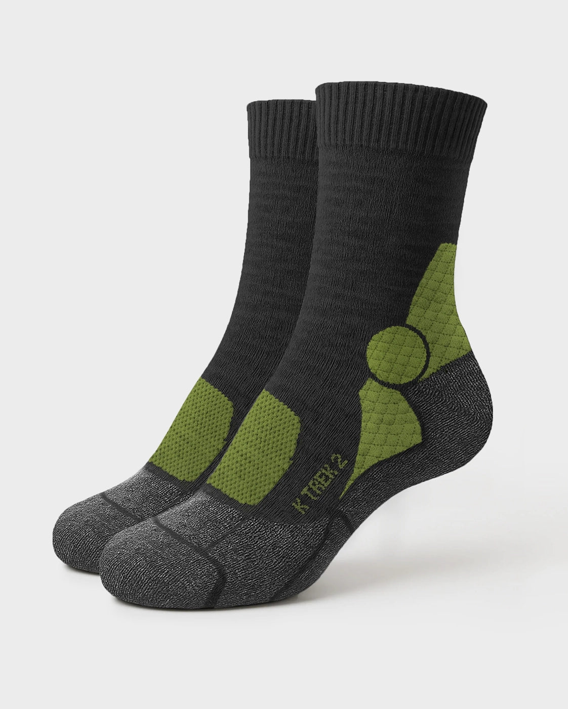 K-Trek Mid - Calze Tecniche da Trekking in Lana Merino 4 Stagioni - Grigio/Verde