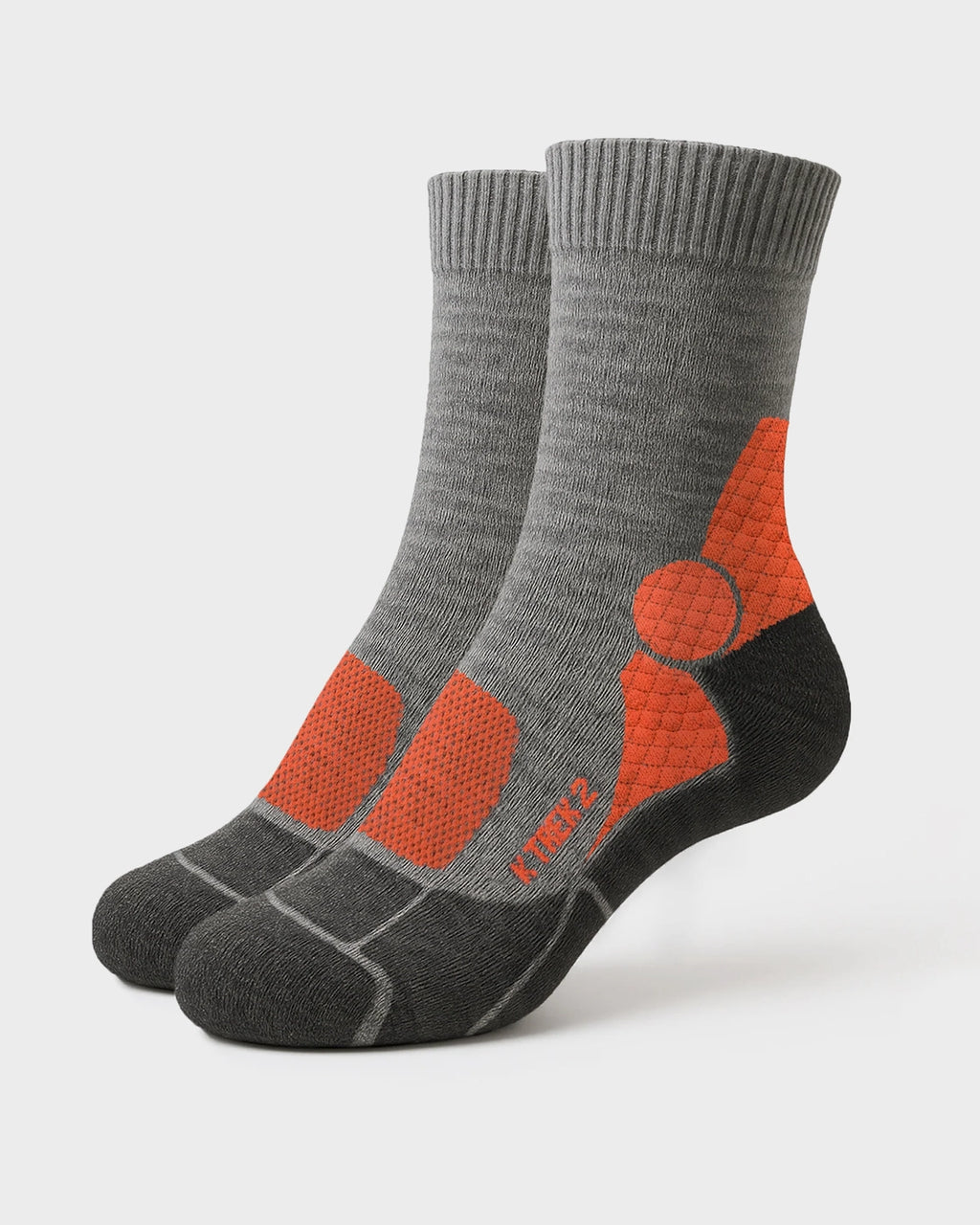 K-Trek Mid - Technische Merino-Trekkingsocken für 4 Jahreszeiten - Grau/Orange