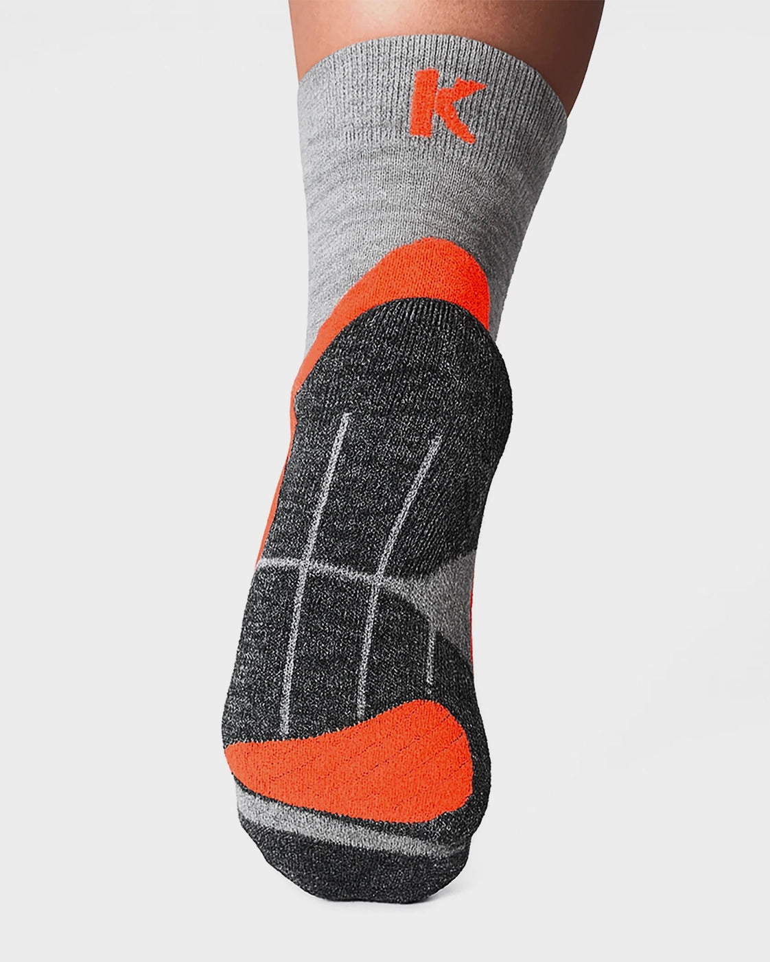 K-Trek Mid - Technische Merino-Trekkingsocken für 4 Jahreszeiten - Grau/Orange