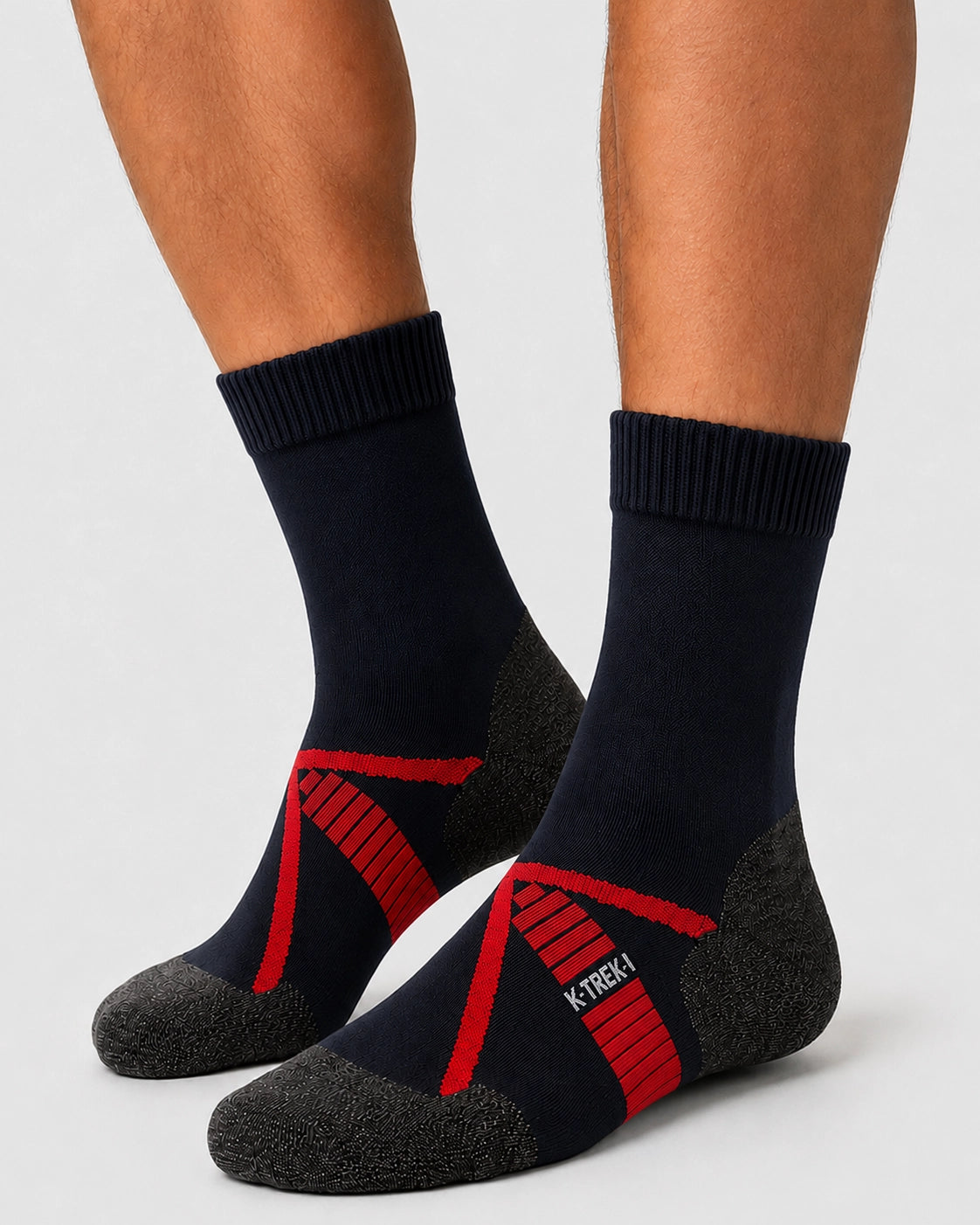 K-Trek Light - Leichte Merino-Trekkingsocken - Schwarz/Rot