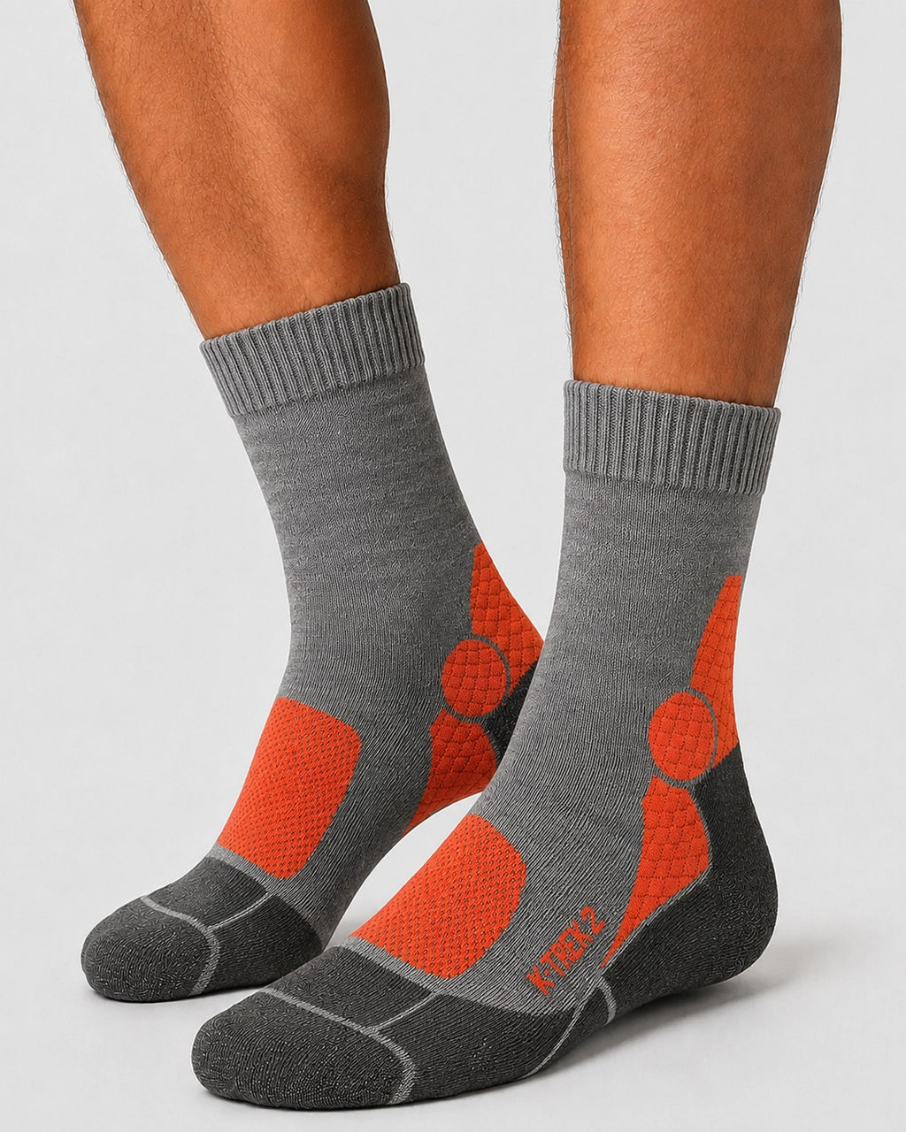 K-Trek Mid - Technische Merino-Trekkingsocken für 4 Jahreszeiten - Grau/Orange