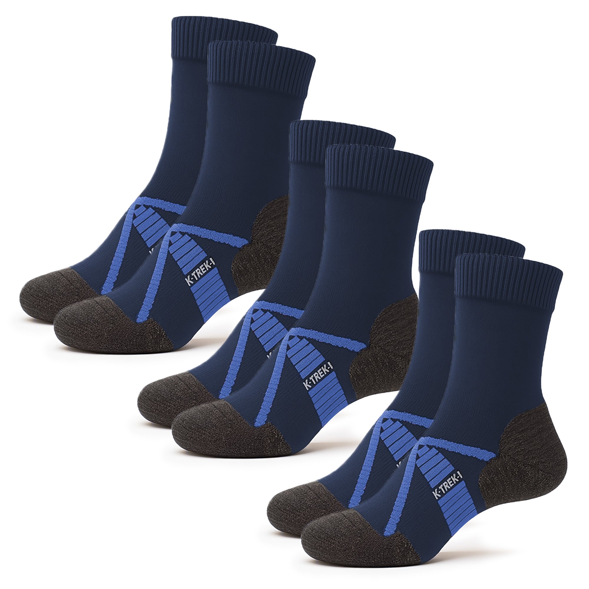 K-Trek Light - Leichte Merino-Trekkingsocken - Blau/Hellblau - 3 Paare