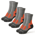 K-Trek Mid – Technical Merino Wool Trekking Socks for All Seasons, Midweight - Grey/Orange - 3 Pairs